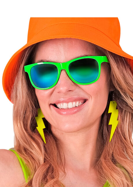 boucles d'oreilles jaunes, bijoux fluos, bijoux années 80, Boucles d’Oreilles Années 80, Eclairs Jaune Fluo