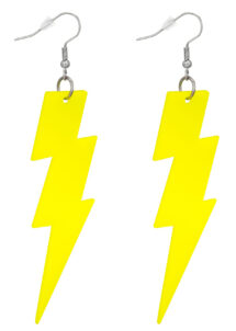boucles d'oreilles jaunes, bijoux fluos, bijoux années 80, Boucles d’Oreilles Années 80, Eclairs Jaune Fluo