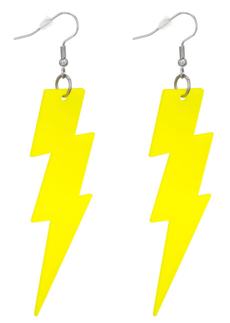 boucles d'oreilles jaunes, bijoux fluos, bijoux années 80, Boucles d’Oreilles Années 80, Eclairs Jaune Fluo