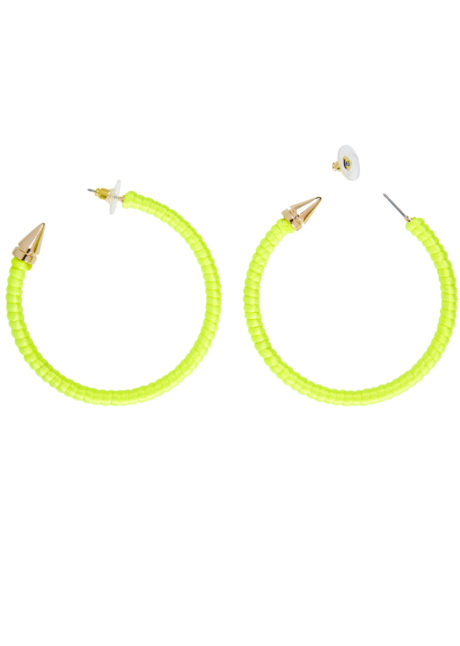 boucles d'oreilles créoles, boucles d'oreilles roses, bijoux fluos, bijoux années 80, Boucles d’Oreilles Années 80, Créoles Jaunes