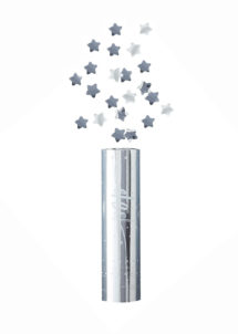 canons à confettis, canon confettis étoiles argent, ginger ray, Canon à Confettis Etoiles Argent, 15 cm