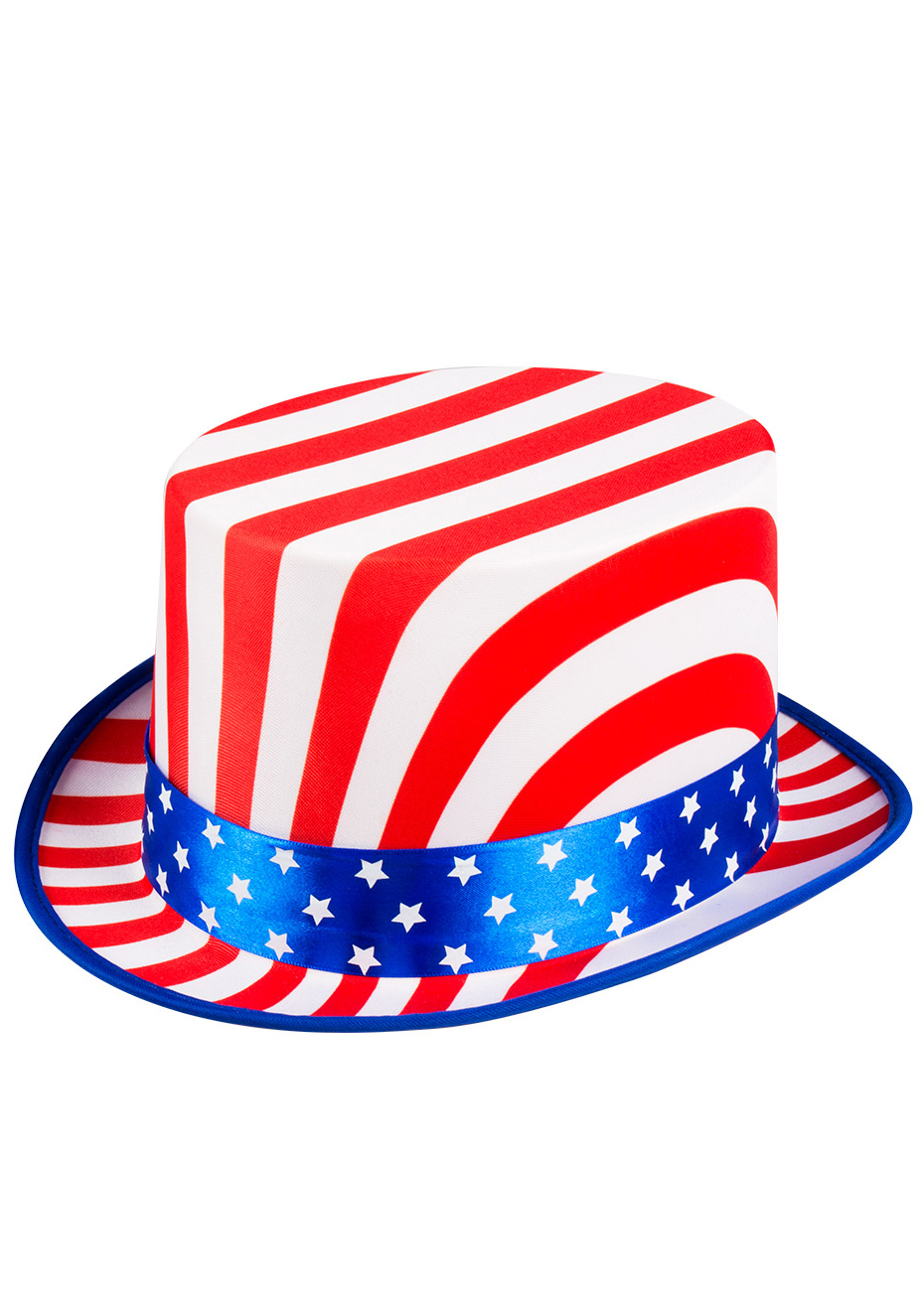 Chapeau Haut de Forme, USA, avec Ruban Etoiles - Aux Feux de la Fête - Paris