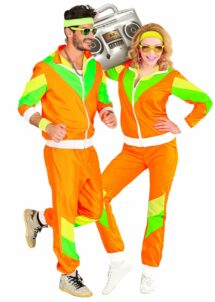 déguisement années 80, déguisement fluo, survêtement orange fluo années 80