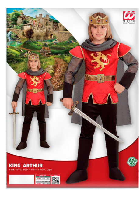 déguisement roi Arthur garçon, déguisement chevalier garçon, costume de chevalier pour enfant, Déguisement de Chevalier Roi Arthur, Rouge, Garçon