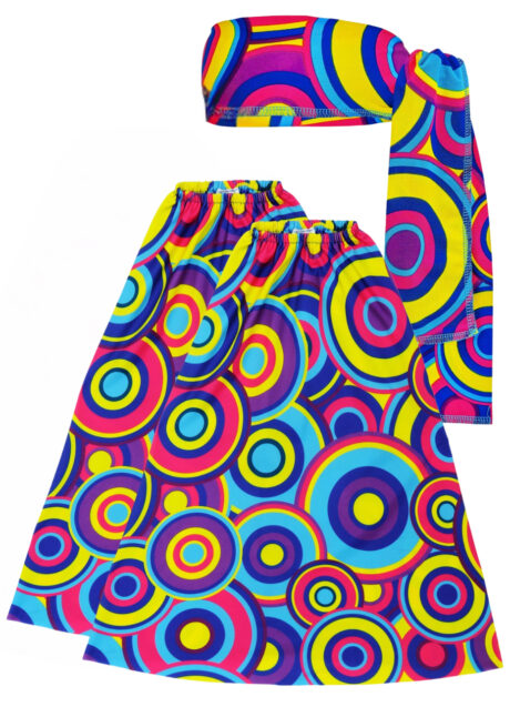 bandeau jambières disco, accessoire pattes d'éléphant, accessoires disco, Jambières Pattes d’Eph et Bandeau, Groovy Bulles Bleues
