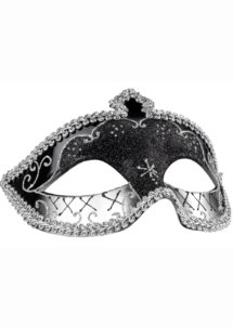 masque vénitien, loup vénitien, masque carnaval de Venise, masque vénitien noir, Loup Corona, Paillettes Noires et Argent