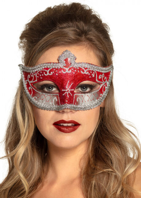 masque vénitien, loup vénitien, masque carnaval de Venise, masque vénitien paillettes, Corona, Vénitien à Paillettes, Rouge et Argent