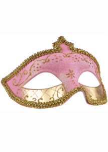 masque vénitien, loup vénitien, masque carnaval de Venise, masque vénitien rose, Loup Corona, Paillettes Roses et Or