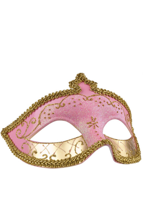 masque vénitien, loup vénitien, masque carnaval de Venise, masque vénitien paillettes roses et dorées, Corona, Vénitien à Paillettes, Rose et Doré