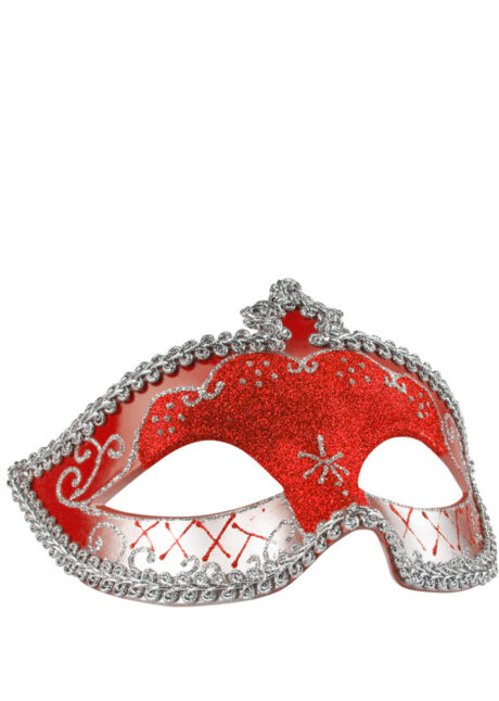 masque vénitien, loup vénitien, masque carnaval de Venise, masque vénitien paillettes rouges, Corona, Vénitien à Paillettes, Rouge et Argent