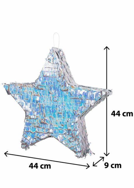 PINATA ETOILE IRISEE ARGENT, pinata adulte, Pinata Étoile Irisée Argentée – 44 cm