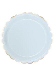 assiettes en carton, assiettes baby shower, assiettes bleues, vaisselle baby shower, assiettes jetables, Vaisselle Bleu Pastel, Assiettes Bleues et Dorées