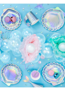 vaisselle sirène, vaisselle thème mer, décorations enfants, vaisselle anniversaire