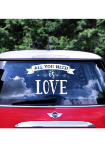 autocollant voiture, décorations mariage, autocollant love