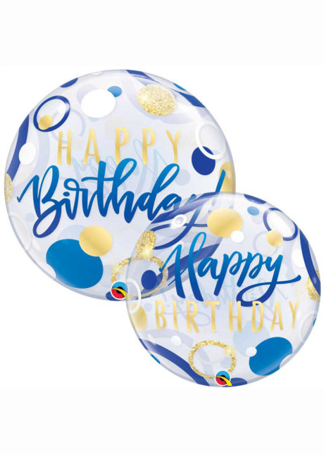ballon hélium, ballon bubble, ballon transparent, ballon anniversaire, Ballon Anniversaire, Bubble Transparent, Bleu et Or