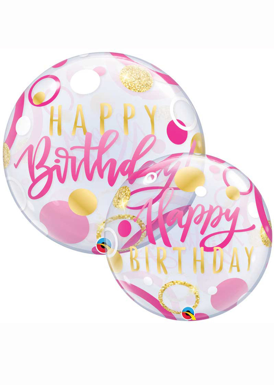 Ballon à Bulles Qualatex - Rose - Joyeux Anniversaire - Neuf