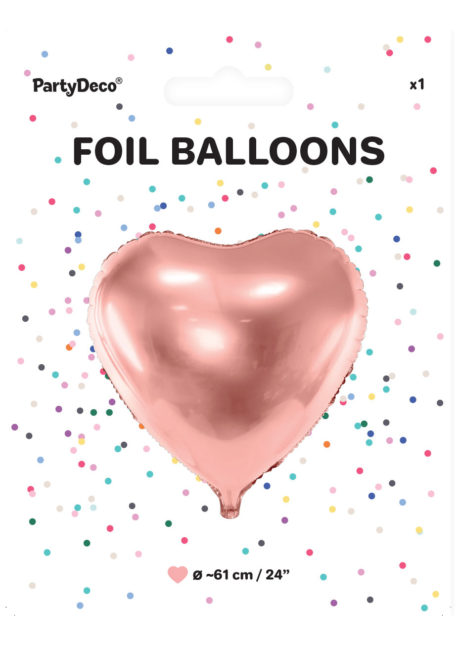 ballon coeur, ballon hélium, ballon aluminium, ballon saint valentin, ballons coeurs rose gold, Ballon Coeur Rose Gold, 61 cm, en Aluminium