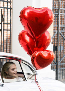 Bouquet Saint Valentin - Ballons coeur rouge