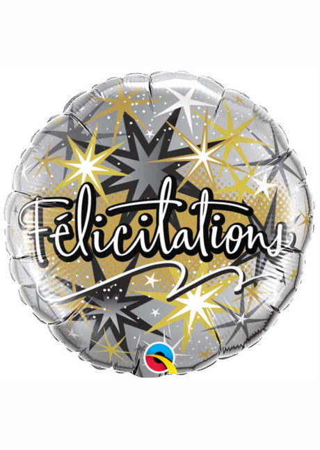 ballon aluminium, ballon félicitations, ballon message, ballons hélium, Ballon Félicitations, Argent et Doré, en Aluminium