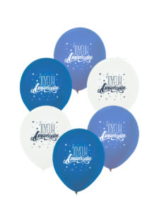 ballon anniversaire, ballon baudruche, ballon hélium, ballons joyeux anniversaires, décorations anniversaire, Ballons Joyeux Anniversaire, Bleus, en Latex, x 6