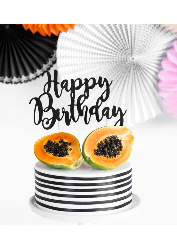 Décorations Gâteau Anniversaire - Cake Topper Happy Birthday Bleu Pailleté + 7 étoiles - Pour Tous âges