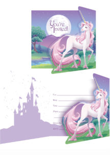 cartes invitations licornes, invitations licornes anniversaire, anniversaire licorne, Cartes d’Invitations Licorne Magique