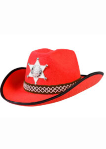 chapeau cow-boy enfant, chapeau cowboy garçon, Chapeau de Cowboy Shérif, Rouge, Enfant