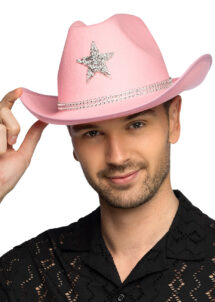 chapeau cowboy étoile paillette rose strass, chapeau cowboy rose