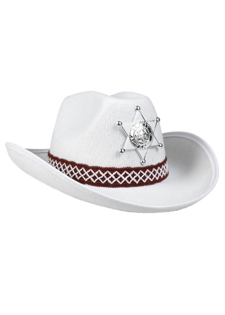 chapeau cow-boy enfant, chapeau cowboy enfant, Chapeau de Cowboy Shérif, Blanc, Enfant