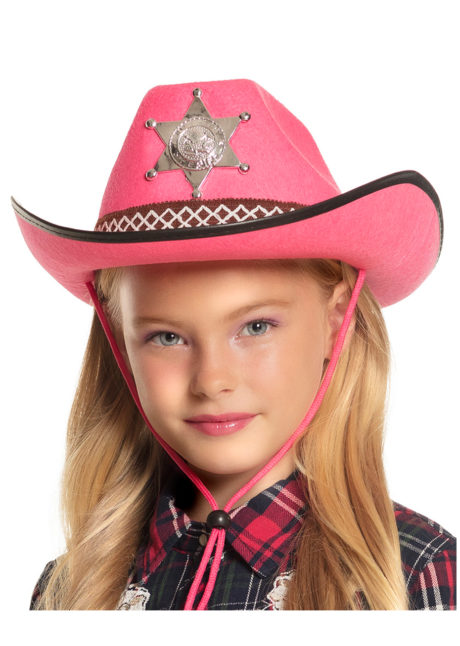 chapeau cow-boy enfant, chapeau cowboy fille, Chapeau de Cowboy Shérif, Rose, Enfant
