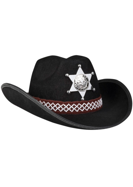 chapeau cow-boy enfant, chapeau cowboy garçon, Chapeau de Cowboy Shérif, Noir, Enfant