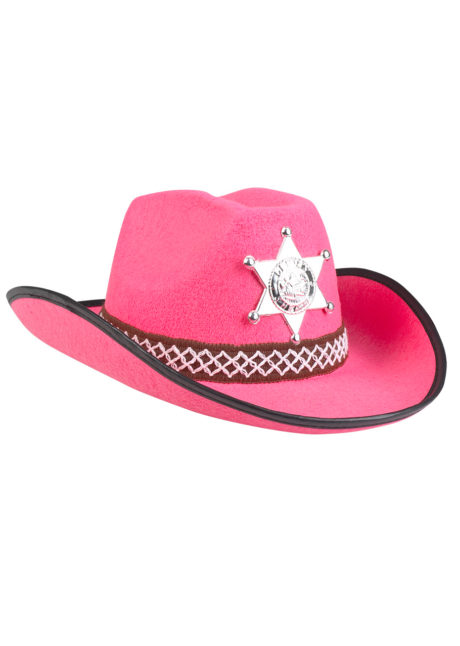 chapeau cow-boy enfant, chapeau cowboy fille, Chapeau de Cowboy Shérif, Rose, Enfant