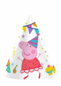 CHAPEAUX POINTUS PEPPA PIG, chapeaux pointus anniversaire Peppa Pig, Chapeaux Pointus Anniversaire Peppa Pig – Lot de 6