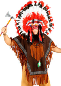 déguisement indien, veste d'indien, tunique d'indien, poncho d'indien, Déguisement d’Indien, Poncho à Franges