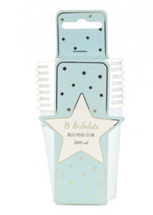 gobelets en carton, gobelets baby shower, gobelets bleus, vaisselle baby shower, vaisselle jetable