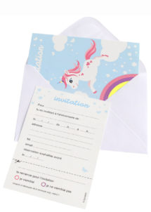 cartes invitations licornes, invitations licornes anniversaire, anniversaire licorne, Cartes d’Invitations Licorne, Nuage et Arc en Ciel