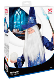 perruque de magicien enfant, perruque druide pour enfant, perruque magicien pour garçon