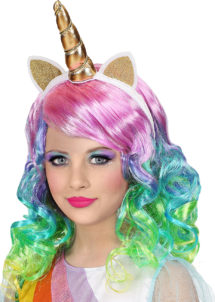 perruque licorne enfant, perruque multicolore pour enfants, perruque de licorne pour fille