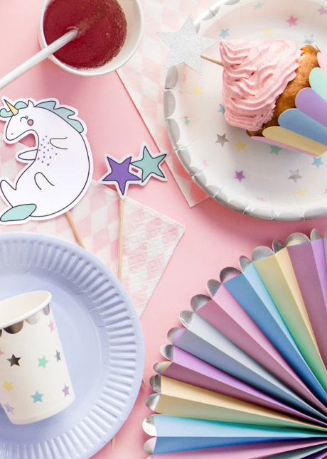 Assiette jetable Licorne pour anniversaire fille