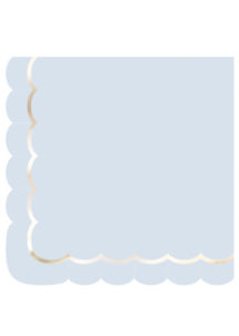 serviettes en papier bleues, serviettes en papier babyshower, vaisselle baby shower, Vaisselle Bleu Pastel, Serviettes Bleues et Dorées