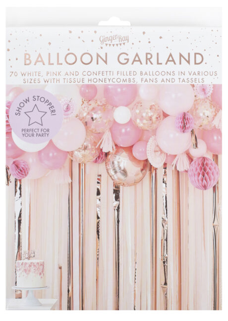 arche de ballons, kit décorations ballons, décorations ballons, ballons baudruche, ballons hélium, décorations roses, ginger ray, 1 Kit Décor de Ballons et Rosaces Roses, Ginger Ray