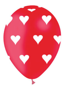 ballons rouges imprimés coeurs, ballons Saint Valentin, ballons imprimés coeurs, ballons coeurs