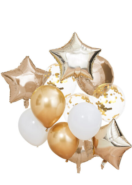 kit ballons hélium, kit ballons dorés, décorations ballons, ballons de décorations, bouquet de ballons, ginger ray, 1 Bouquet de Ballons, Dorés et Blancs, Ginger Ray