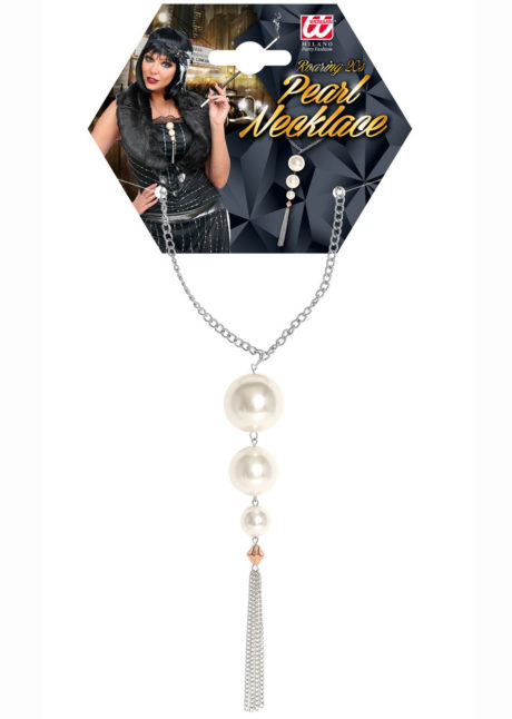 bijoux années 30, bijoux en perles, colliers perles, bijoux années 30, accessoires années 30, Collier de Perles 3 Boules et Chainettes, Cabaret