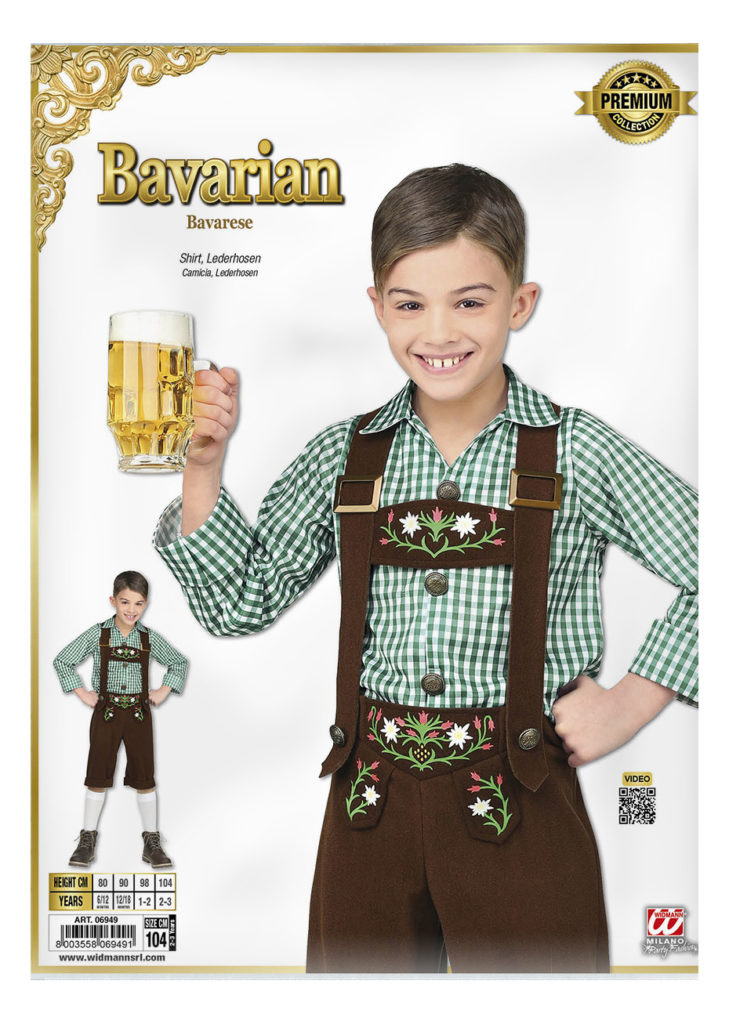 Costume Bavarois Homme Oktoberfest - Salopette + Chemise à Carreaux + Chapeau Tyrolien