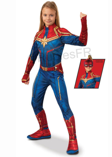Déguisement de Super Héros, Captain Marvel, Fille - Aux Feux de la