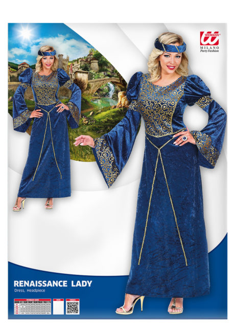 déguisement princesse renaissance, déguisement de marquise, déguisement de princesse médiévale, déguisement de princesse pour femme, Déguisement de Princesse Renaissance, Medieval Blue