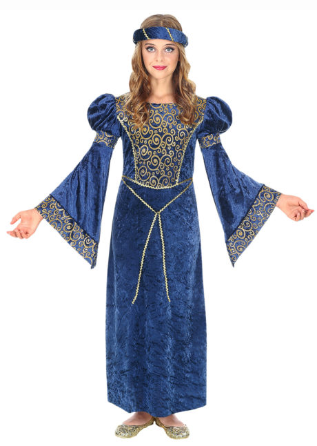 déguisement princesse médiévale fille, déguisement médiéval enfant, déguisement de princesse fille, Déguisement de Princesse, Médieval Blue, Fille