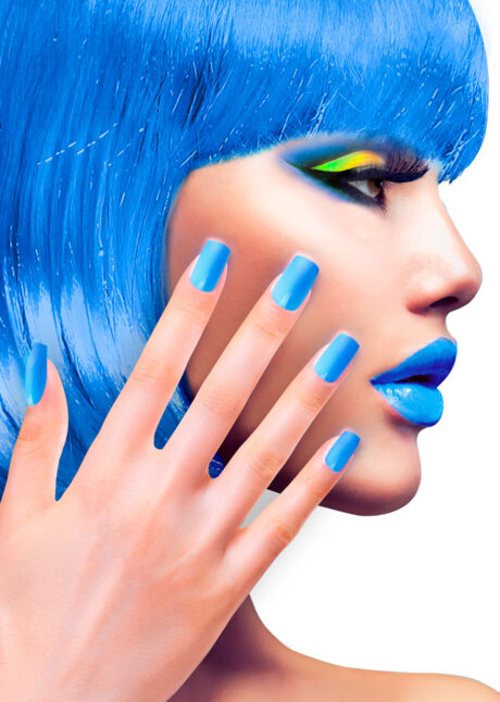faux ongles bleus, faux ongles bleu fluo, maquillage fluo, faux ongles, Faux Ongles Bleus Néon, Adhésifs