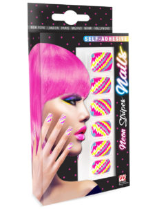 faux ongles décorés, faux ongles déguisement, maquillage néon, faux ongles